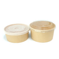 1000ml Kraft Paper Salad Bowl with PET Lid 1000ml Kraft Paper Salad Bowl with PET Lid