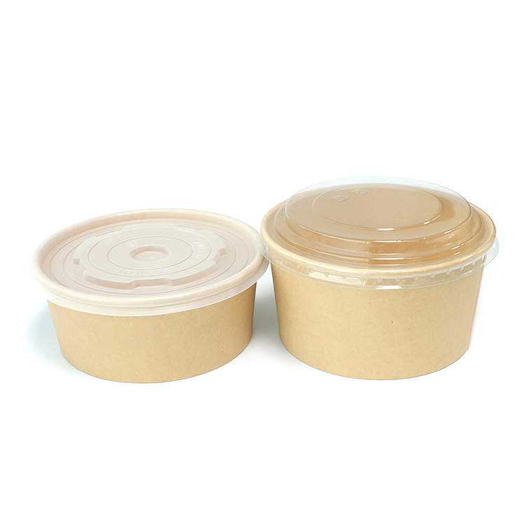 1000ml Kraft Paper Salad Bowl with PET Lid 1000ml Kraft Paper Salad Bowl with PET Lid