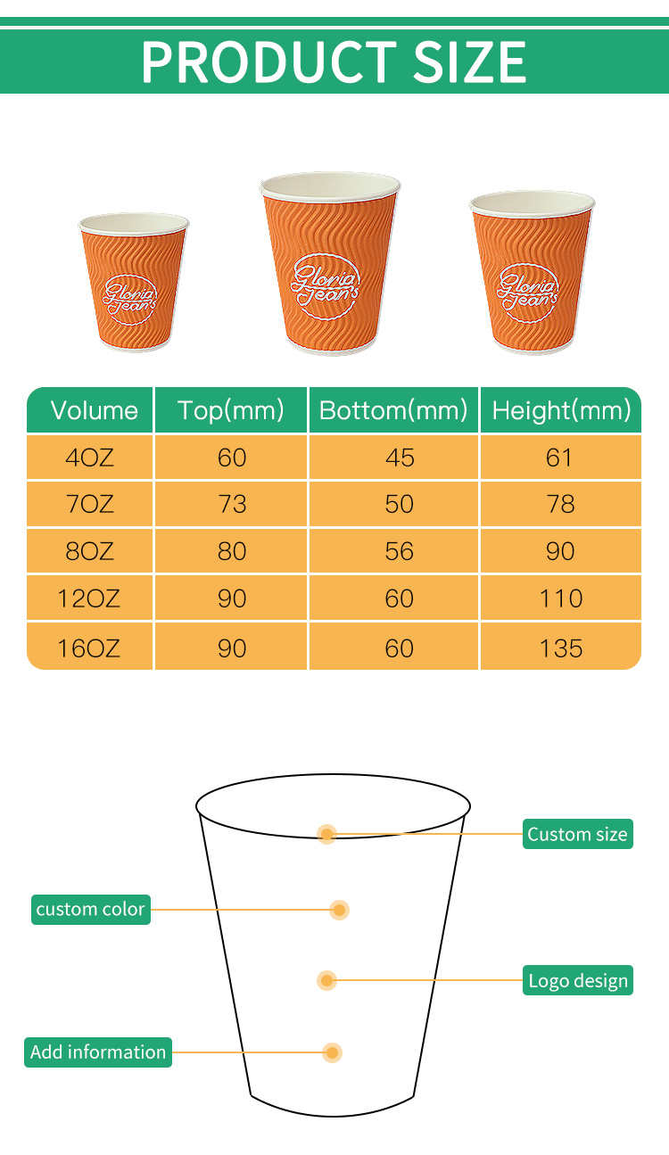 8oz Compostable Paper Coffee Cup Custom Logo