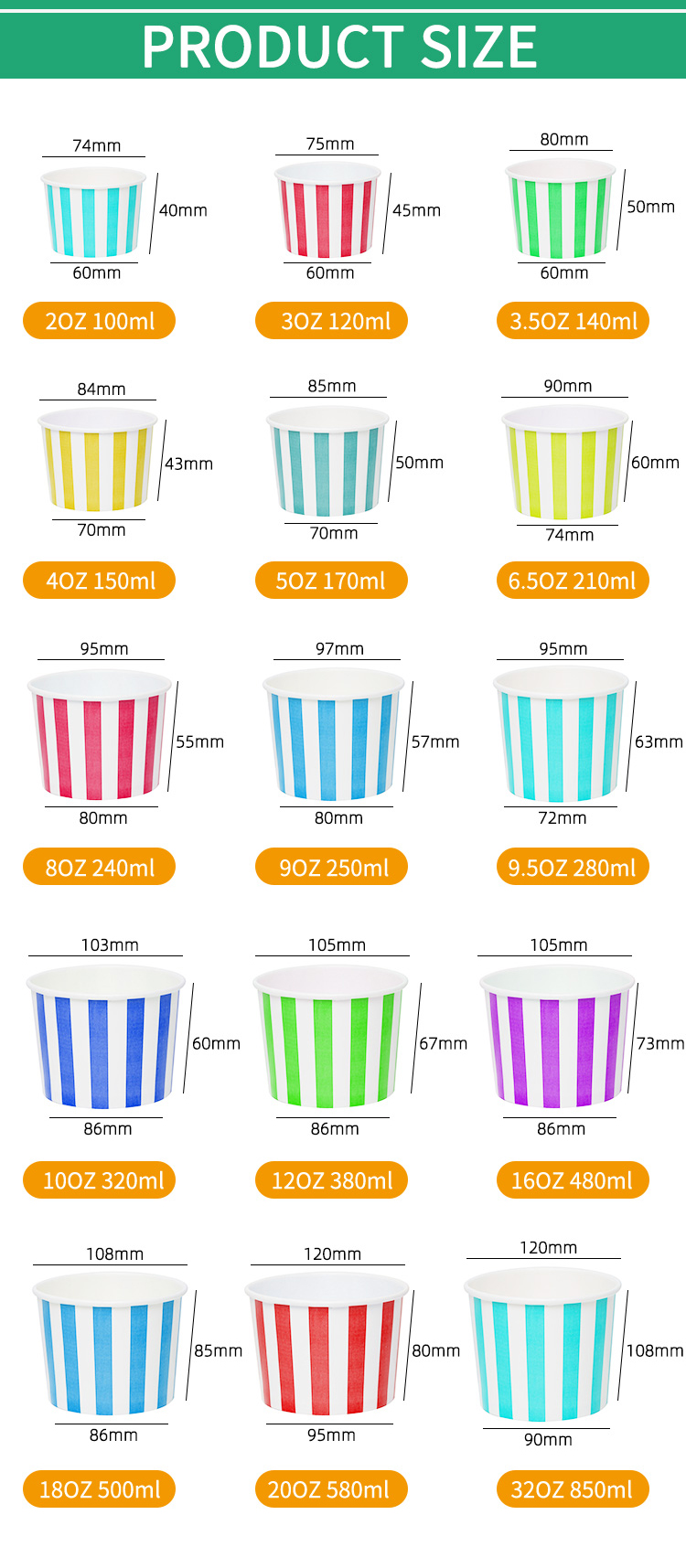 Paper Cups for Frozen Desserts