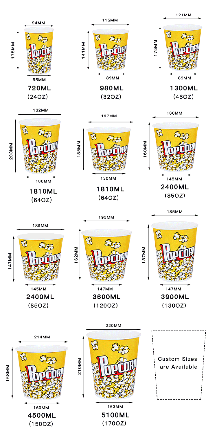 Paper Popcorn Bucket Custom Printing