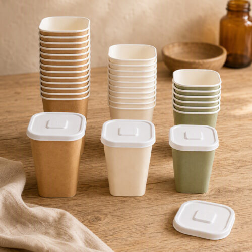 80mm Diameter 10oz 12oz 16oz Square Paper Cups