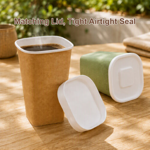 80mm Rim Diameter Square Paper Cups (10oz 12oz 16oz)