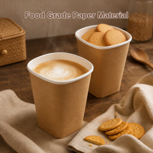 80mm Rim Diameter Square Paper Cups (10oz 12oz 16oz)